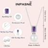 imagePearl Jewelry Set 925 Sterling Silver Amethyst Necklace Earrings Emerald Cut February Birthstone Jewelry Gifts for Her