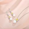 imagePearl Jewelry Set 925 Sterling Silver Citrine Necklace Earrings Emerald Cut November Birthstone Jewelry Gifts for Her