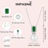 imagePearl Jewelry Set 925 Sterling Silver Emerald Necklace Earrings Emerald Cut May Birthstone Jewelry Gifts for Her