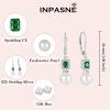 imagePearl Jewelry Set 925 Sterling Silver Emerald Necklace Earrings Emerald Cut May Birthstone Jewelry Gifts for Her