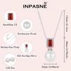 imagePearl Jewelry Set 925 Sterling Silver Garnet Necklace Earrngs Emerald Cut January Birthstone Jewelry Gifts for Her