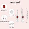 imagePearl Jewelry Set 925 Sterling Silver Garnet Necklace Earrngs Emerald Cut January Birthstone Jewelry Gifts for Her