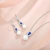 imagePearl Jewelry Set 925 Sterling Silver Tanzanite Necklace Earrings Emerald Cut December Birthstone Jewelry Gifts for Her