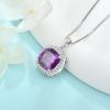 imagePrincess Cut Jewelry Set for Women 925 Sterling Silver Amethyst February Birthstone Necklace Halo Dangle Drop Leverback Earrings Jewelry Gifts for Her
