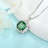 imagePrincess Cut Jewelry Set for Women 925 Sterling Silver Emerald May Birthstone Necklace Halo Dangle Drop Leverback Earrings Jewelry Gifts for Her
