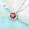 imagePrincess Cut Jewelry Set for Women 925 Sterling Silver Garnet January Birthstone Necklace Halo Dangle Drop Leverback Earrings Jewelry Gifts for Her