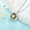 imagePrincess Cut Jewelry Set for Women 925 Sterling Silver Peridot August Birthstone Necklace Halo Dangle Drop Leverback Earrings Jewelry Gifts for Her