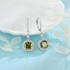 imagePrincess Cut Jewelry Set for Women 925 Sterling Silver Peridot August Birthstone Necklace Halo Dangle Drop Leverback Earrings Jewelry Gifts for Her