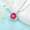 imagePrincess Cut Jewelry Set for Women 925 Sterling Silver Ruby July Birthstone Necklace Halo Dangle Drop Leverback Earrings Jewelry Gifts for Her