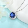 imagePrincess Cut Jewelry Set for Women 925 Sterling Silver Sapphire September Birthstone Necklace Halo Dangle Drop Leverback Earrings Jewelry Gifts for Her