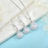imageTriangle Jewelry Set for Women 925 Sterling Silver Halo Cubic Zirconia Necklace Dangle Drop Leverback Earrings April Birthstone Jewelry for Her