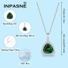 imageTriangle Jewelry Set for Women 925 Sterling Silver Halo Emerald Necklace Dangle Drop Leverback Earrings May Birthstone Jewelry for Her