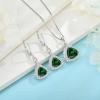 imageTriangle Jewelry Set for Women 925 Sterling Silver Halo Emerald Necklace Dangle Drop Leverback Earrings May Birthstone Jewelry for Her