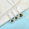 imageTriangle Jewelry Set for Women 925 Sterling Silver Halo Peridot Necklace Dangle Drop Leverback Earrings August Birthstone Jewelry for Her