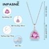 imageTriangle Jewelry Set for Women 925 Sterling Silver Halo Pink Tourmaline Necklace Dangle Drop Leverback Earrings October Birthstone Jewelry for Her