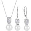 imagePearl Jewelry Set 925 Sterling Silver Emerald Cut Cubic Zirconia Necklace Earrings April Birthstone Jewelry Gifts for Women