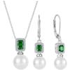 imagePearl Jewelry Set 925 Sterling Silver Emerald Necklace Earrings Emerald Cut May Birthstone Jewelry Gifts for Her