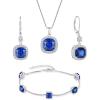 imagePrincess Cut Jewelry Set 925 Sterling Silver Sapphire Earrings Dangle Drop Leverback September Birthstone Necklace and Bracelet Jewelry Gifts for Women