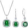 imagePrincess Cut Jewelry Set for Women 925 Sterling Silver Emerald May Birthstone Necklace Halo Dangle Drop Leverback Earrings Jewelry Gifts for Her