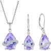 imageTeardrop Jewelry Set for Women 925 Sterling Silver Alexandrite Necklace Dangle Drop Leverback Earrings June Birthstone Jewelry Gifts for Her