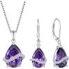 imageTeardrop Jewelry Set for Women 925 Sterling Silver Amethyst Necklace Dangle Drop Leverback Earrings February Birthstone Jewelry Gifts for Her