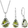 imageTeardrop Jewelry Set for Women 925 Sterling Silver Peridot Necklace Dangle Drop Leverback Earrings August Birthstone Jewelry Gifts for Her