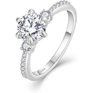 imagePromise Ring for Her 925 Sterling Silver Engagement Ring Wedding Anniversary Eternity Ring for Women Brides Size 510