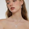 imageTeardrop Jewelry Set for Women 925 Sterling Silver Diamond Necklace Dangle Drop Leverback Earrings April Birthstone Jewelry Gifts for Her