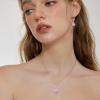 imageTeardrop Jewelry Set for Women 925 Sterling Silver Pink Tourmaline Necklace Dangle Drop Leverback Earrings October Birthstone Jewelry Gifts for Her