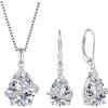 imageTeardrop Jewelry Set for Women 925 Sterling Silver Diamond Necklace Dangle Drop Leverback Earrings April Birthstone Jewelry Gifts for Her
