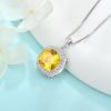 imagePrincess Cut Jewelry Set for Women 925 Sterling Silver Citrine November Birthstone Necklace Halo Dangle Drop Leverback Earrings Jewelry Gifts for Her