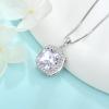 imagePrincess Cut Jewelry Set for Women 925 Sterling Silver Diamond April Birthstone Necklace Halo Dangle Drop Leverback Earrings Jewelry Gifts for Her