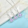 imageTriangle Jewelry Set for Women 925 Sterling Silver Halo Alexandrite Necklace Dangle Drop Leverback Earrings June Birthstone Jewelry for Her