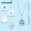 imageTriangle Jewelry Set for Women 925 Sterling Silver Halo Aquamarine Necklace Dangle Drop Leverback Earrings March Birthstone Jewelry for Her