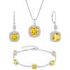 imagePrincess Cut Jewelry Set 925 Sterling Silver Citrine Earrings Dangle Drop Leverback November Birthstone Necklace and Bracelet Jewelry Gifts for Women