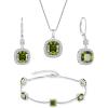 imagePrincess Cut Jewelry Set 925 Sterling Silver Peridot Earrings Dangle Drop Leverback August Birthstone Necklace and Bracelet Jewelry Gifts for Women