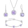 imagePrincess Cut Jewelry Set 925 Sterling Silver Alexandrite Earrings Dangle Drop Leverback June Birthstone Necklace and Bracelet Jewelry Gifts for Women