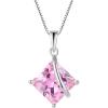 imageSquare Princess Cut Necklace 925 Sterling Silver Solitaire Pendant Necklace Birthstone Jewelry Gifts for Women