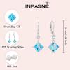 imageSquare Princess Cut Necklace and Earrings Set 925 Sterling Silver Solitaire Aquamarine Jewelry Set for Women March Birthstone Jewelry Gifts for Her