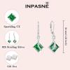 imageSquare Princess Cut Necklace and Earrings Set 925 Sterling Silver Solitaire Emerald Jewelry Set for Women May Birthstone Jewelry Gifts for Her