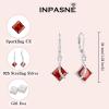imageSquare Princess Cut Necklace and Earrings Set 925 Sterling Silver Solitaire Garnet Jewelry Set for Women January Birthstone Jewelry Gifts for Her