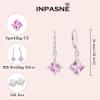 imageSquare Princess Cut Necklace and Earrings Set 925 Sterling Silver Solitaire Pink Tourmaline Jewelry Set for Women October Birthstone Jewelry Gifts for Her