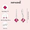imageSquare Princess Cut Necklace and Earrings Set 925 Sterling Silver Solitaire Ruby Jewelry Set for Women July Birthstone Jewelry Gifts for Her
