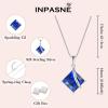 imageSquare Princess Cut Necklace and Earrings Set 925 Sterling Silver Solitaire Sapphire Jewelry Set for Women September Birthstone Jewelry Gifts for Her
