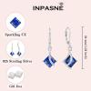 imageSquare Princess Cut Necklace and Earrings Set 925 Sterling Silver Solitaire Sapphire Jewelry Set for Women September Birthstone Jewelry Gifts for Her