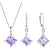 imageSquare Princess Cut Necklace and Earrings Set 925 Sterling Silver Solitaire Alexandrite Jewelry Set for Women June Birthstone Jewelry Gifts for Her