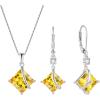 imageSquare Princess Cut Necklace and Earrings Set 925 Sterling Silver Solitaire Citrine Jewelry Set for Women November Birthstone Jewelry Gifts for Her