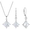 imageSquare Princess Cut Necklace and Earrings Set 925 Sterling Silver Solitaire Cubic Zirconia Jewelry Set for Women April Birthstone Jewelry Gifts for Her