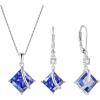 imageSquare Princess Cut Necklace and Earrings Set 925 Sterling Silver Solitaire Tanzanite Jewelry Set for Women December Birthstone Jewelry Gifts for Her