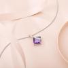 imageSquare Princess Cut Necklace 925 Sterling Silver Solitaire Pendant Necklace Birthstone Jewelry Gifts for Women02 February  Amethyst